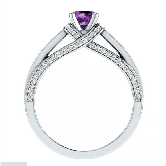 New 925 Silver Round Cut Amethyst Women’s Ring 💍 - Picture 3 of 4
